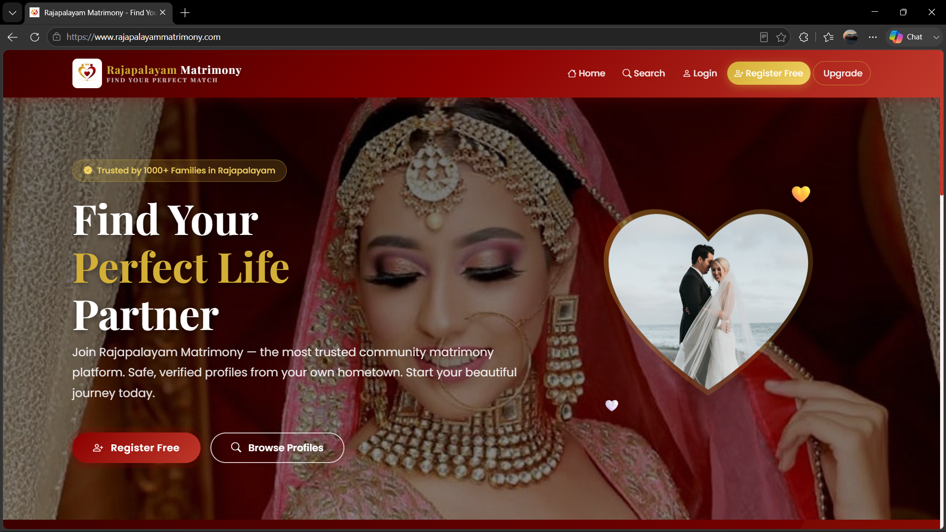Rajapalayam Matrimony website
